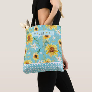 Bolso De Tela Corazón de agua de girasoles mejor tía de los co
