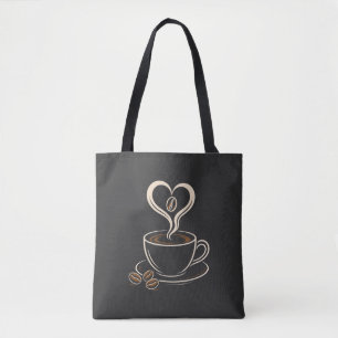 Bolso De Tela Corazón de Amante del Café Diseño Minimalista Vapo