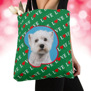 Bolso De Tela Corazón de AMOR verde