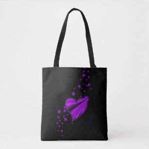 Bolso De Tela Corazón de arcoiris morado con estrellas