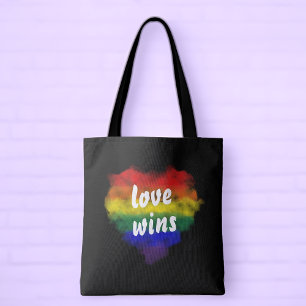 Bolso De Tela Corazón de Arcoíris Orgullo Gana Amor