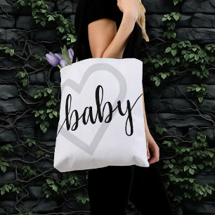 Bolso De Tela Corazón de Bebé Guión clásico de floración negra