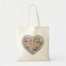 Corazón de bordado floral falso para mamá