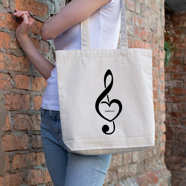 Bolso De Tela Corazón de Clave de Sol Nota Musical Personalizada (Subido por el creador)