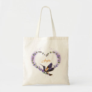 Bolso De Tela Corazón de colibrí púrpura personalizado