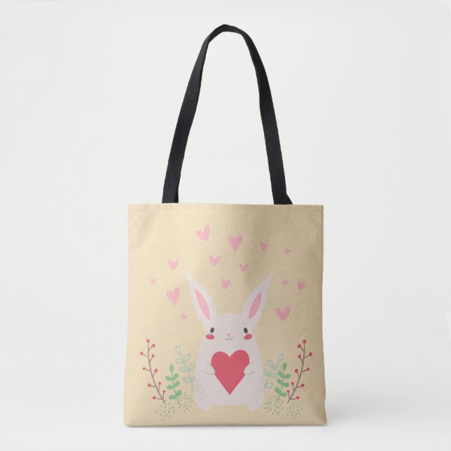 Bolso De Tela Corazón de conejo lindo San Valentín (Anverso)