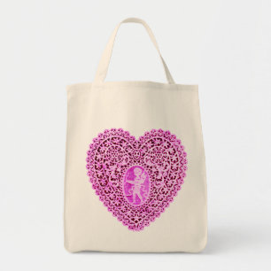 BOLSO DE TELA CORAZÓN DE CORAZÓN CUPIDO VIOLETO DE ROPA