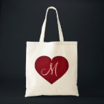 Bolso De Tela Corazón de Crimson - monograma<br><div class="desc">Esta bolsa de lona presenta un corazón de cardenales de forma muy deforme, sobrepuesto por un corazón monograma de texto de plantilla. Haga clic en "Personalizar" para cambiar el tamaño o la posición de la imagen cardíaca y personalizar el texto o monograma con la elección del estilo de letra, el...</div>