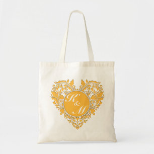 Bolso De Tela Corazón de Damasco Blanco y Amarillo de HeartyPart
