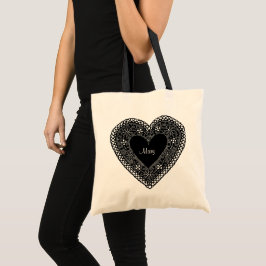 Bolso De Tela Corazón de encaje de vintage grande