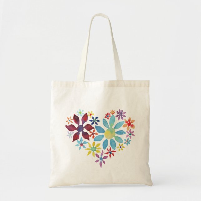 Bolso De Tela Corazón de flores (Frente)