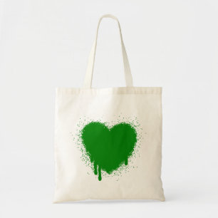 Bolso De Tela Corazón de Grunge - Verde