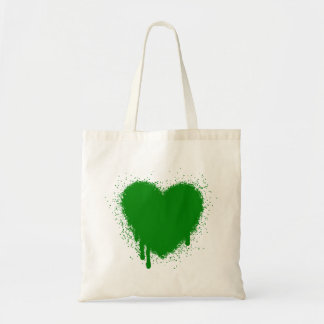 Bolso De Tela Corazón de Grunge - Verde