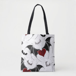 Bolso De Tela Corazón de Halloween con alas de murciélago negro