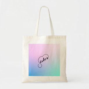 Bolso De Tela Corazón de hermana y fondo de color pastel