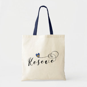 Bolso De Tela Corazón de la bandera de Kosovo, amo Kosovo,