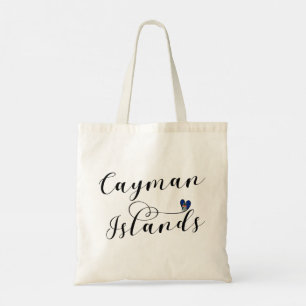 Bolso De Tela Corazón de la bandera de las Islas Caimán, Islas C
