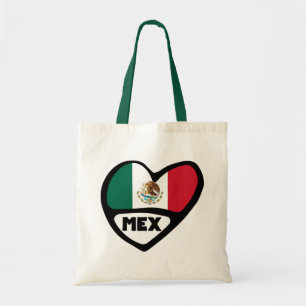 Bolso De Tela Corazón de la bandera del país de México, MEX
