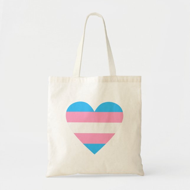 Bolso De Tela Corazón de la bandera transgénero (Frente)