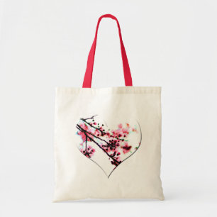 Bolso De Tela Corazón de la flor de cerezo