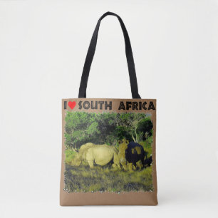 Bolso De Tela Corazón de la pareja de rinocerontes de Sudáfrica