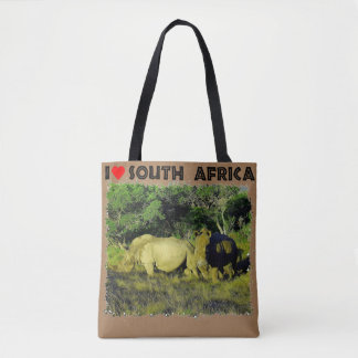 Bolso De Tela Corazón de la pareja de rinocerontes de Sudáfrica