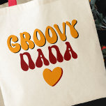Bolso De Tela Corazón de la tipografía de Nana Retro Groovy<br><div class="desc">Tipografía retro Groovy estilo retro corazón en naranja y borgoña.</div>