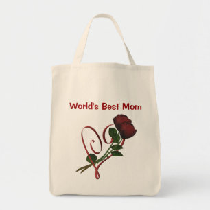 Bolso De Tela Corazón de las Rosas Rojas de la Mejor Mamá del Mu