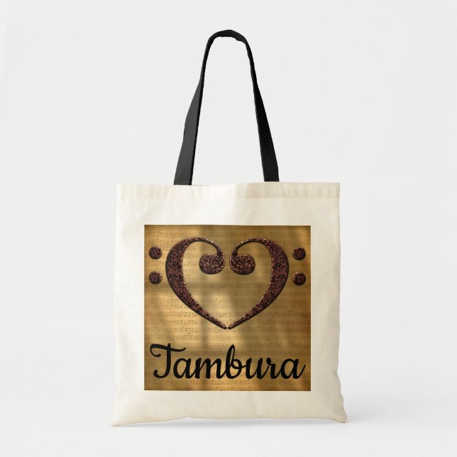 Bolso De Tela Corazón de limpiador de doble trasero Tambura (Frente)