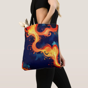 Bolso De Tela Corazón de llamas Fuego y cielos