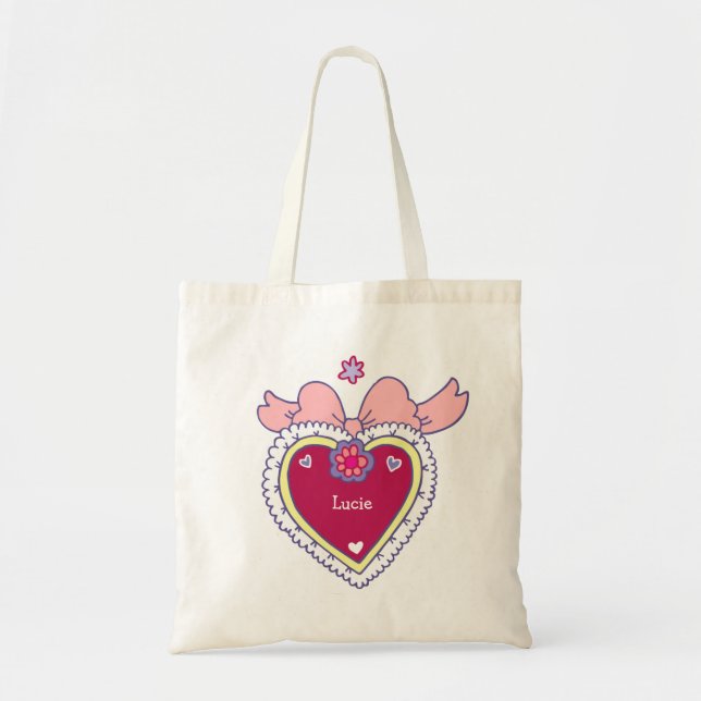 Bolso De Tela Corazón de nombre personalizado (Frente)
