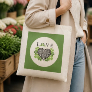 Bolso De Tela Corazón de Nudo Celta y Amor Irlandés