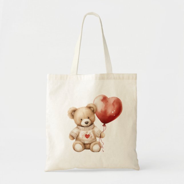 Bolso De Tela Corazón de osito de peluche dulce (Frente)