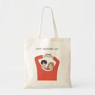 Bolso De Tela Corazón de pareja dulce feliz Día de San Valentín 