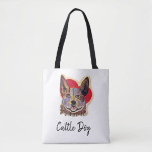 Bolso De Tela Corazón de perro de ganado de Merle Rojo