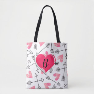 Bolso De Tela Corazón de Personalizable rosado y negro muy lindo