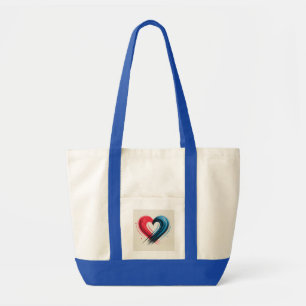 Bolso De Tela Corazón de pincel - Amor artístico rojo y azul T-S
