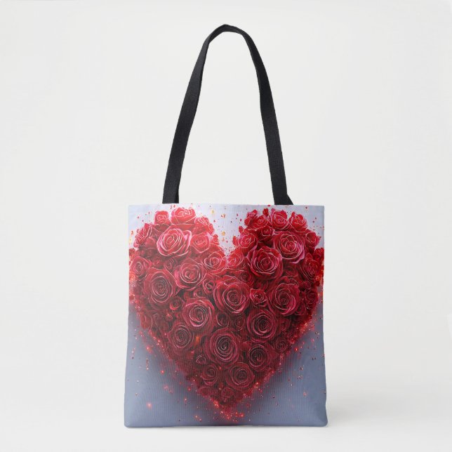 Bolso De Tela Corazón de rosas rojas (Anverso)