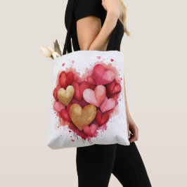 Bolso De Tela Corazón de San Valentín acuarela