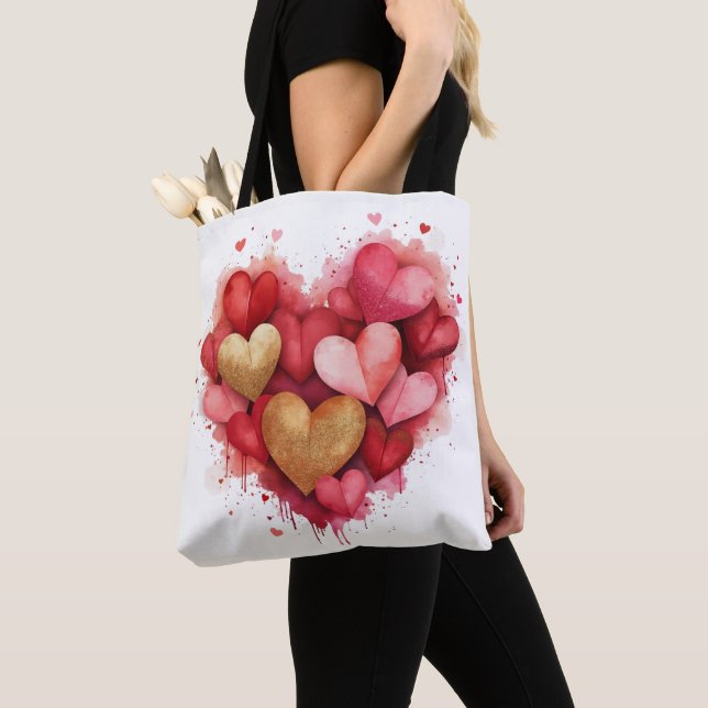 Bolso De Tela Corazón de San Valentín acuarela (Detalle)