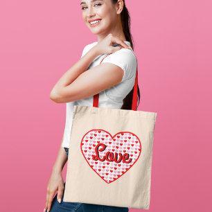 Bolso De Tela Corazón de San Valentín de amor rojo en corazones 