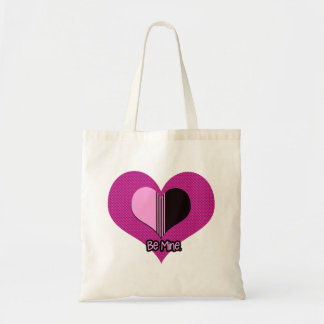 Bolso De Tela Corazón de San Valentín Rosa y Negro Sé Mío