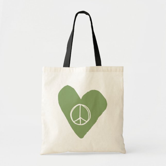 Bolso De Tela Corazón de signo de paz (Frente)