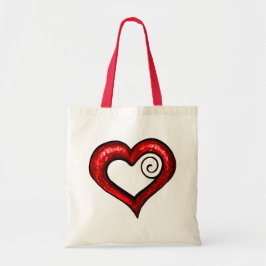 Bolso De Tela Corazón de Swirl Rojo