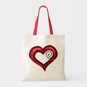 Bolso De Tela Corazón de Swirl Rojo
