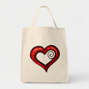 Bolso De Tela Corazón de Swirl Rojo