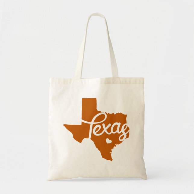 Bolso De Tela Corazón de Texas Naranja quemado (Frente)