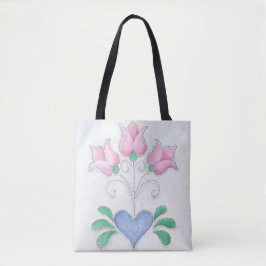 Bolso De Tela Corazón de Tulipán en un Tote