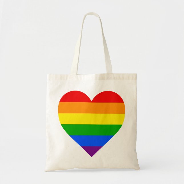 BOLSO DE TELA "CORAZÓN DEL ARCO IRIS " (Frente)