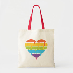 Bolso De Tela Corazón del arco iris con la pintura del goteo